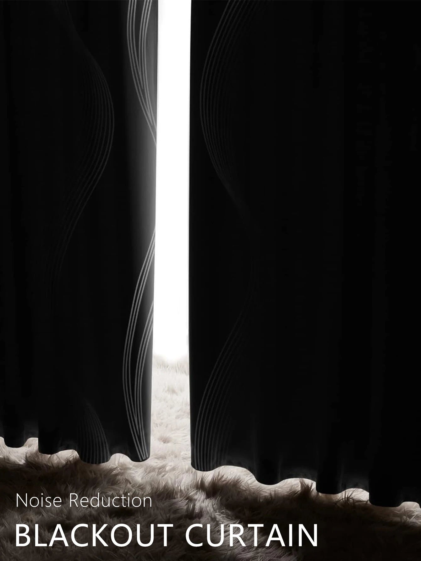 1pc High Precision Silver Embossed Wave Pattern Blackout Curtains