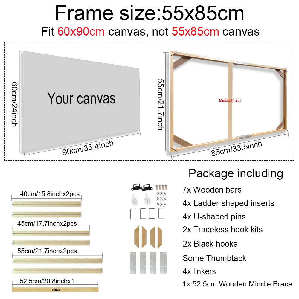 24 Sizes Large Wall Canvas Frame Wooden Frames Wooden