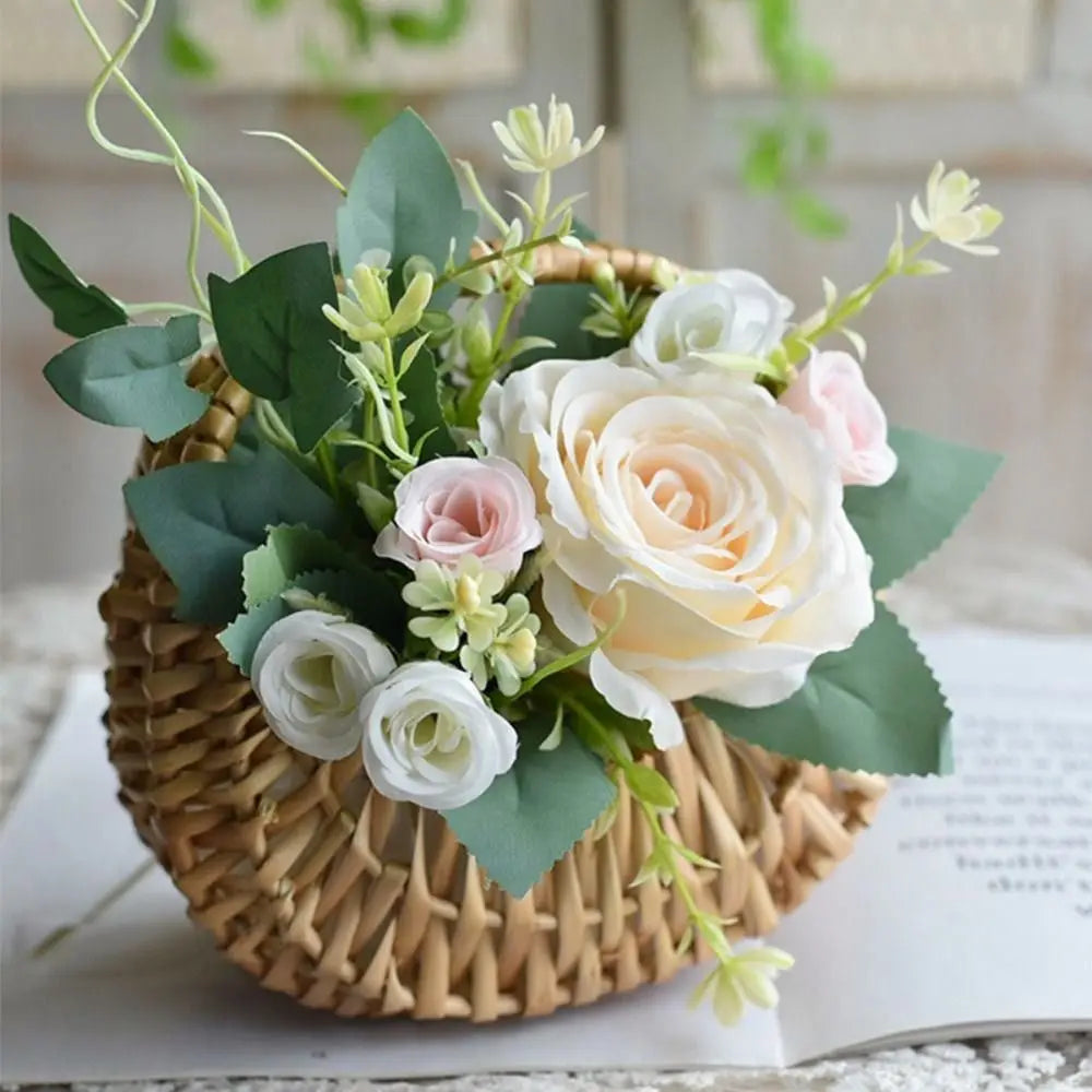 Half Moon Woven Wicker Basket with Handle