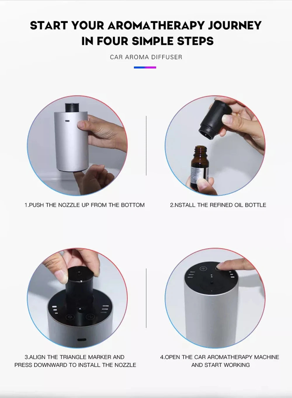 Car Aroma Diffuser Machine Portable Essential Oil Diffuser Rechargeable