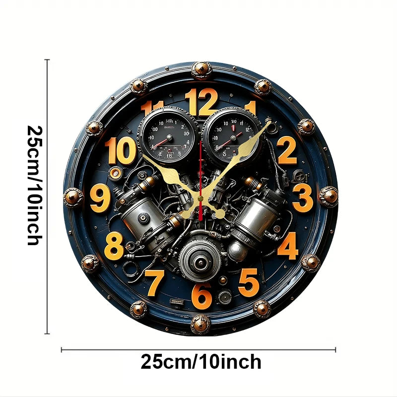 Engine Design Wooden Wall Clock