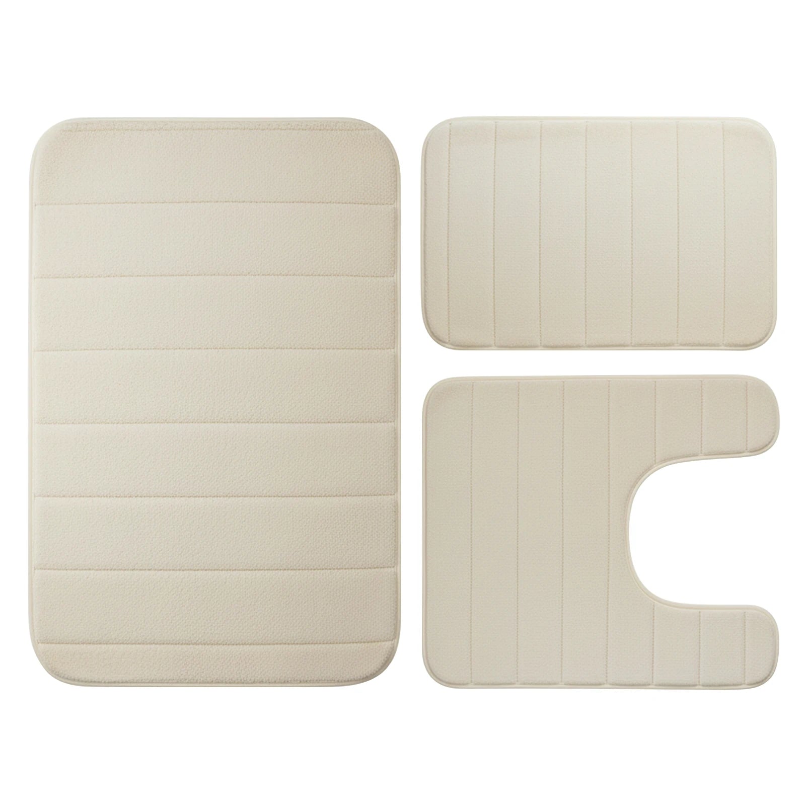 Velvet Memory Foam Bathroom Rug Set Of 3 Water Absorption Non Slip