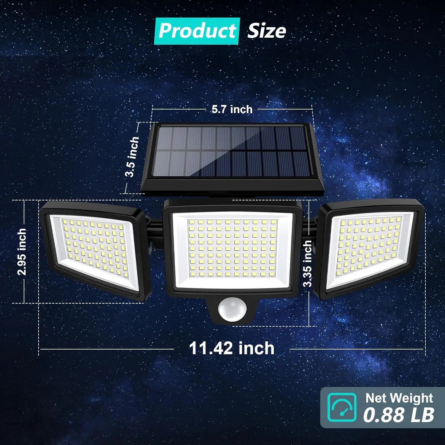 3-Head Solar Motion Security Light