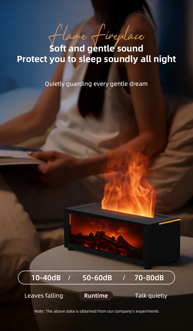 Flame Essential Oil Diffuser, 3D Flame Fireplace Aromatherapy Machine