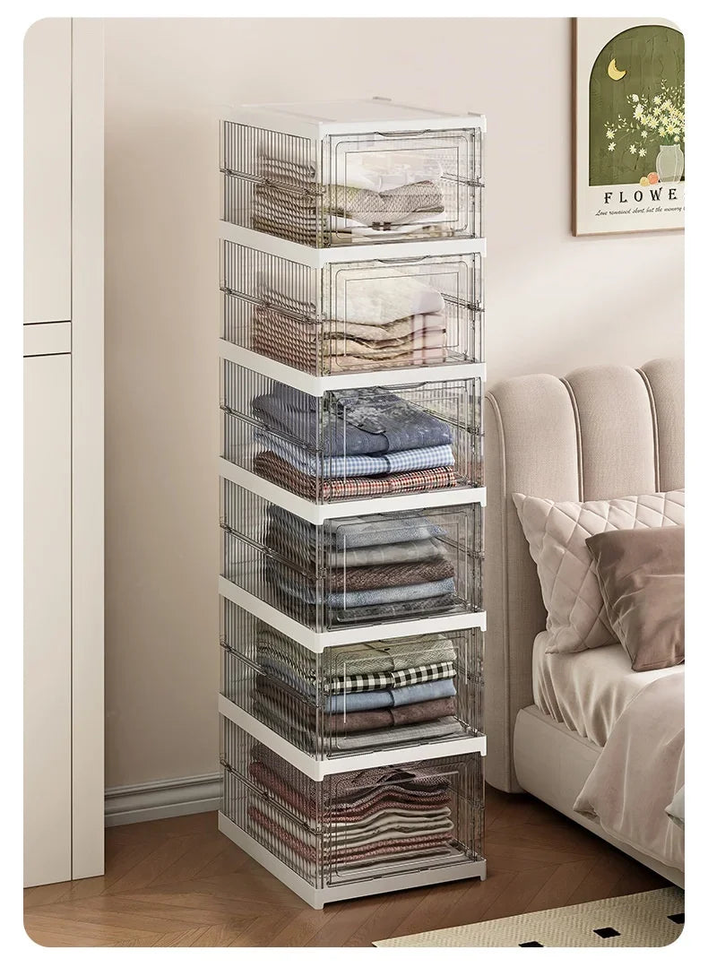 Dustproof 1/3/6 Layers Foldable Shoes Box Stackable Transparent Thickened Plastic Bins Sneaker Shoe Organizer Cabinet Organizers
