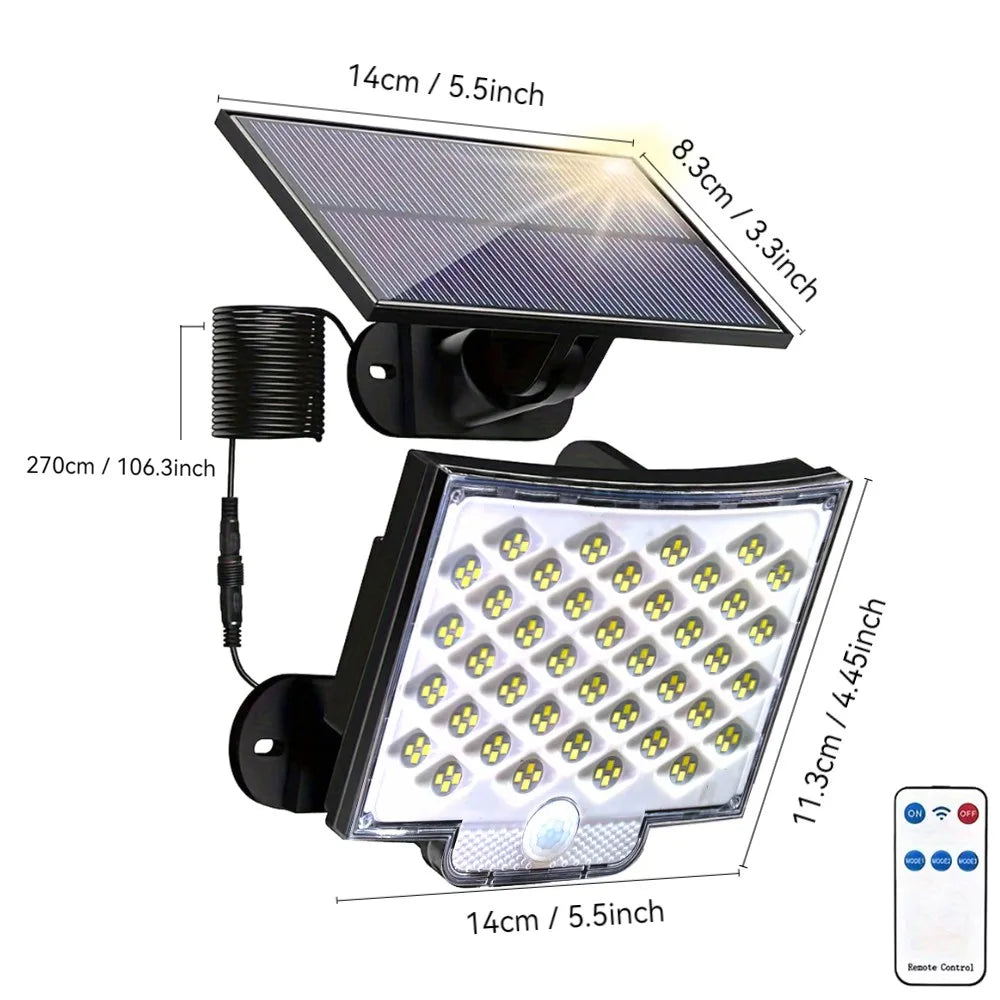 106 LED 3000LM Solar Powered Motion Sensor Flood Lights with Remote