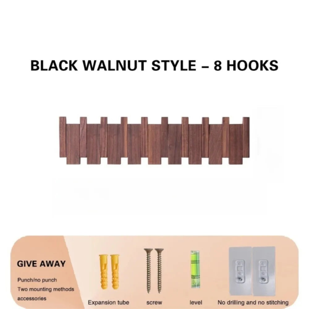 Wooden Wall Coat Rack with 8 Hooks