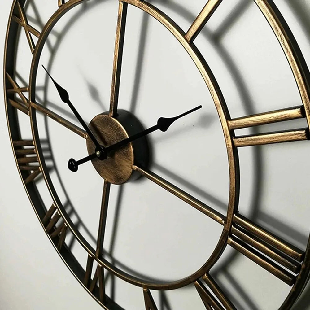 3D Roman Numeral Metal Wall Clock