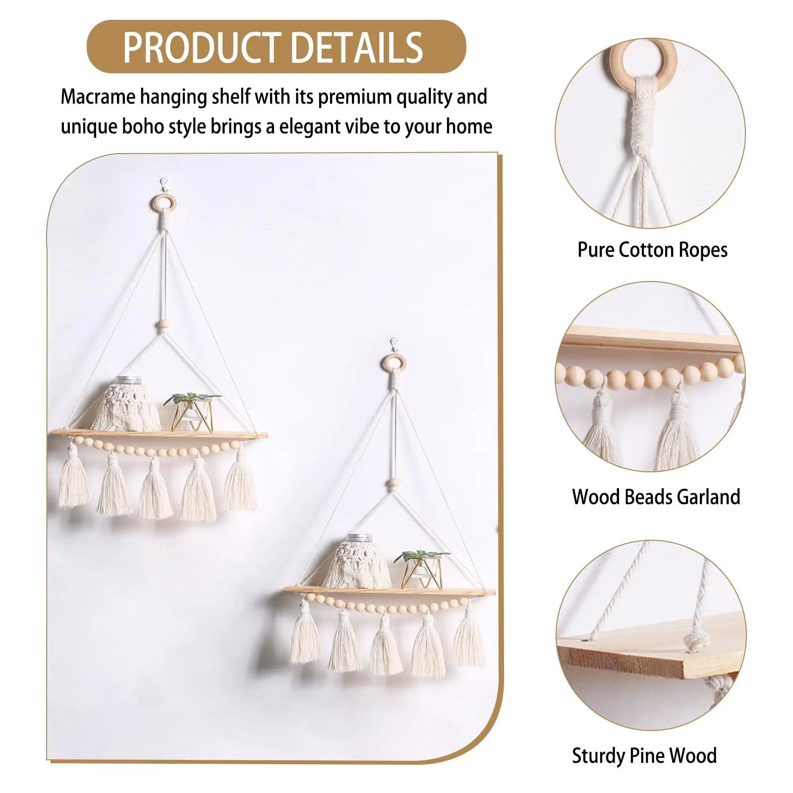 Macrame Wall Hanging Shelf