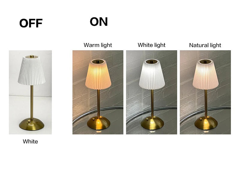 Cordless Pleated Nightstand Lamp