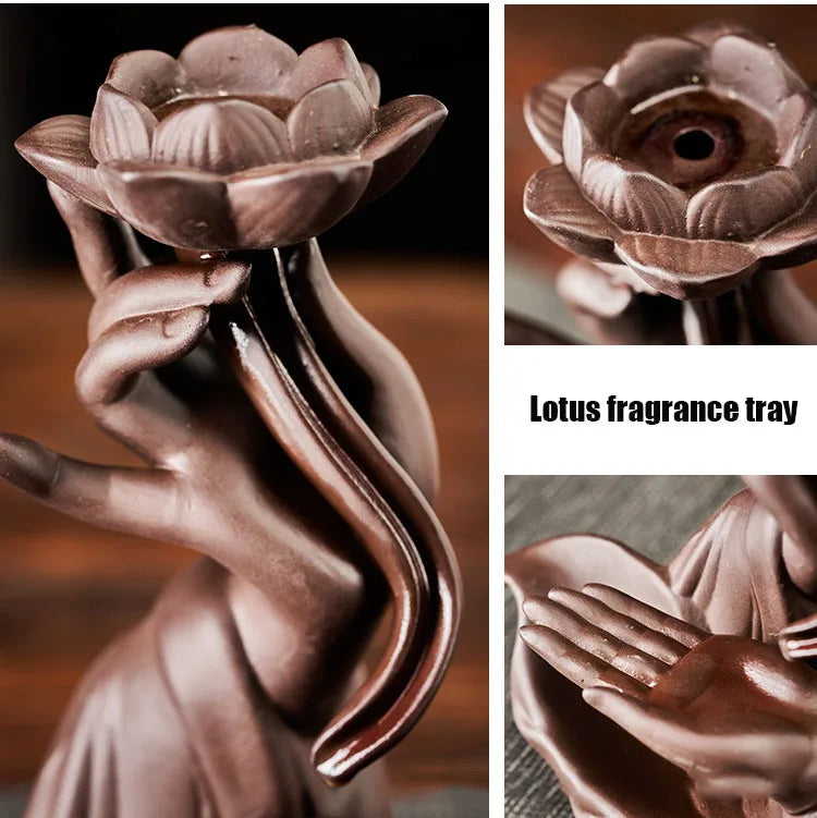 Buddha Hand Lotus Backflow Incense Stand