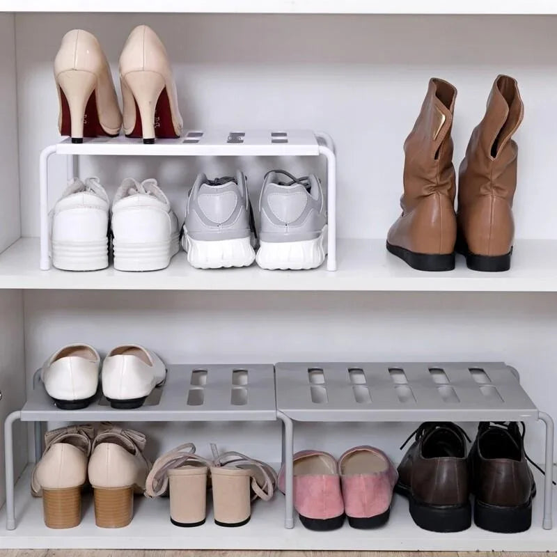 ABS Shoe Rack Extensible Shoe Hanger Storage Space Saving Shelf Telescopic Storage Rack Household Kitchen Cabinet Organizer