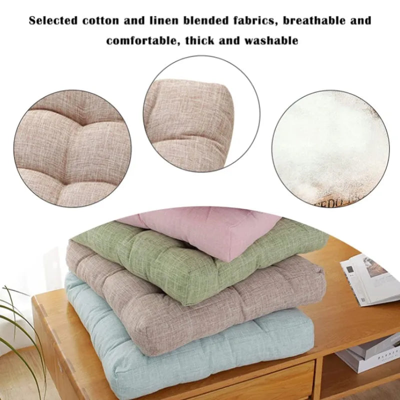 Linen Tufted Seat Cushion Square Large Floor Cushions Futon Meditation Yoga Thickened Floor Seating Pillow Tatami Kids Seat Pads