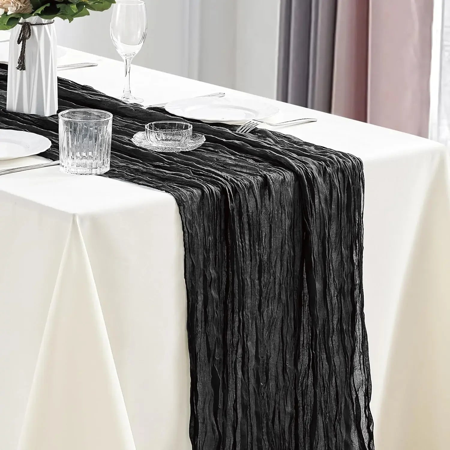 CheeseCloth Table Runner, 40x270cm Boho Gauze Fabric Rustic Sheer