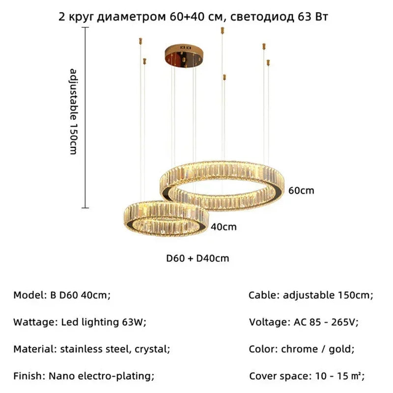 Modern Gold Luxury Crystal LED indoor Chandelier Bedroom Living Room