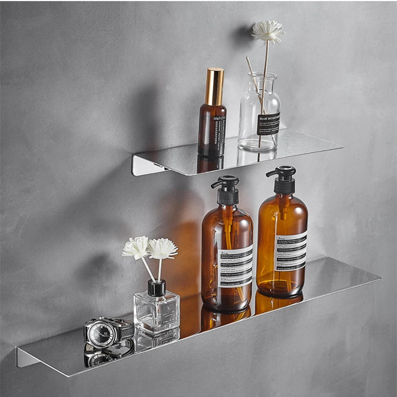 Black/ Chrome Bathroom Shelf Thicken Stainless Steel Corner Shelves Towel Rack Shampoo Holder Kitchen Storage Rack 20/30/40/50cm