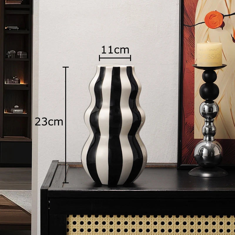 Colorful Striped Ceramic Vase and Plant Pot