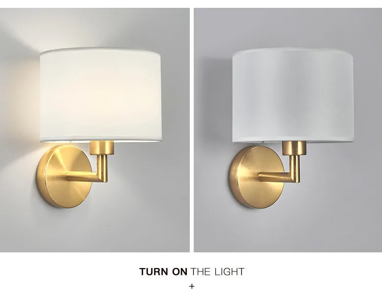 Fabric Shade Wall Lamp With Reading Light