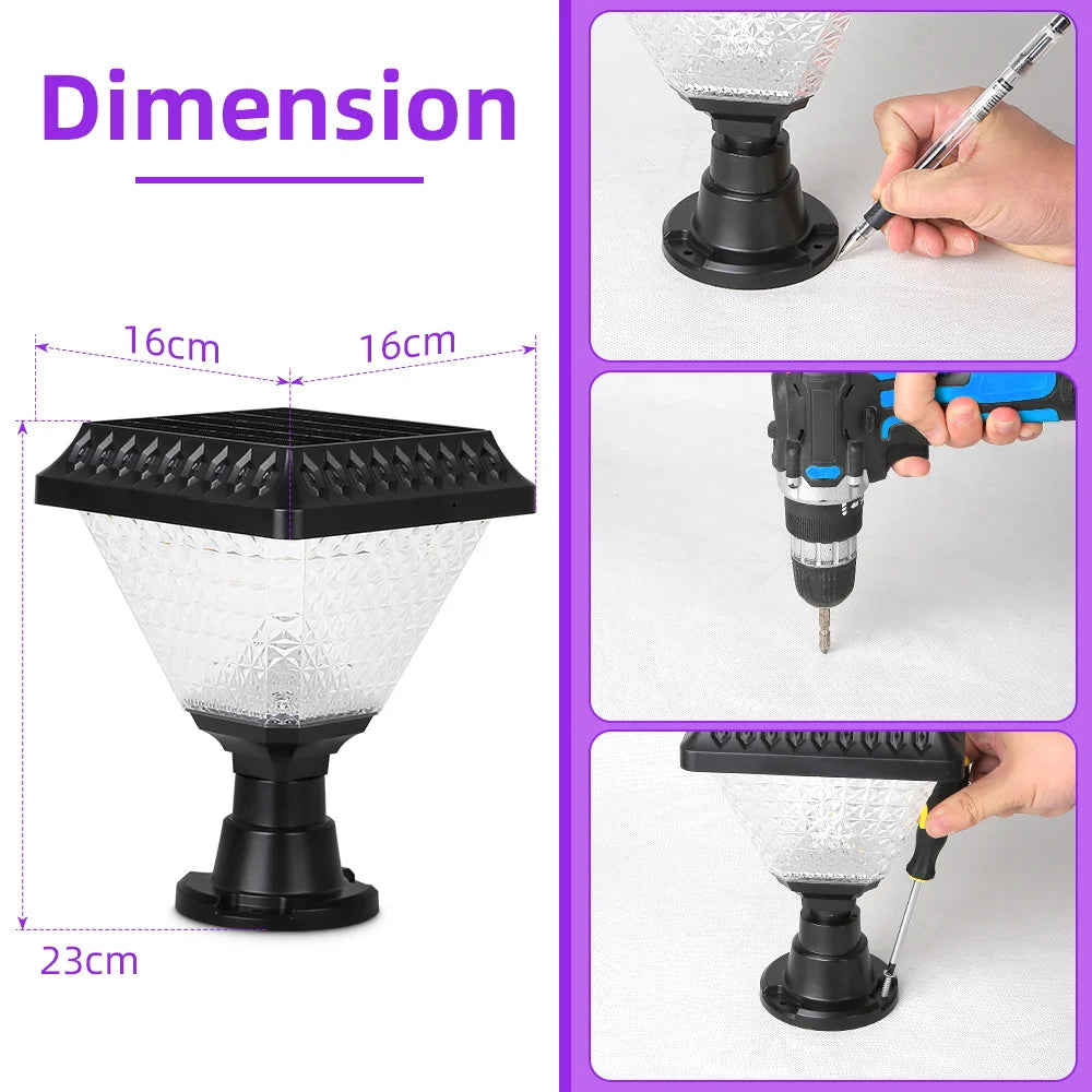 Outdoor Led Solar Lights Timed Solar Pillar Lights IP65 LED Garden