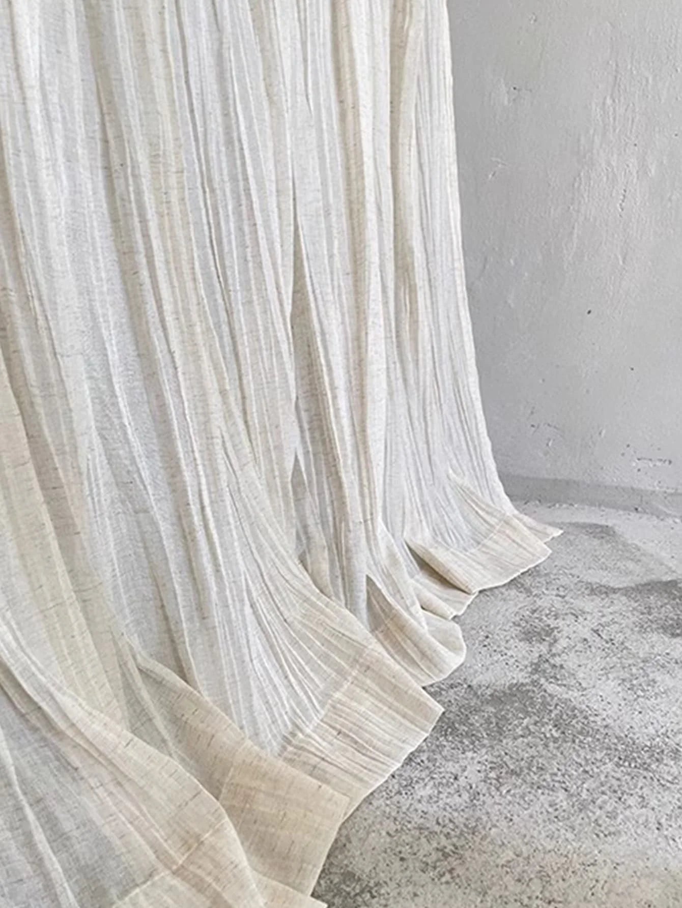 Japanese Folk Quiet Style Wrinkled Linen Texture Balcony Bedroom Screen