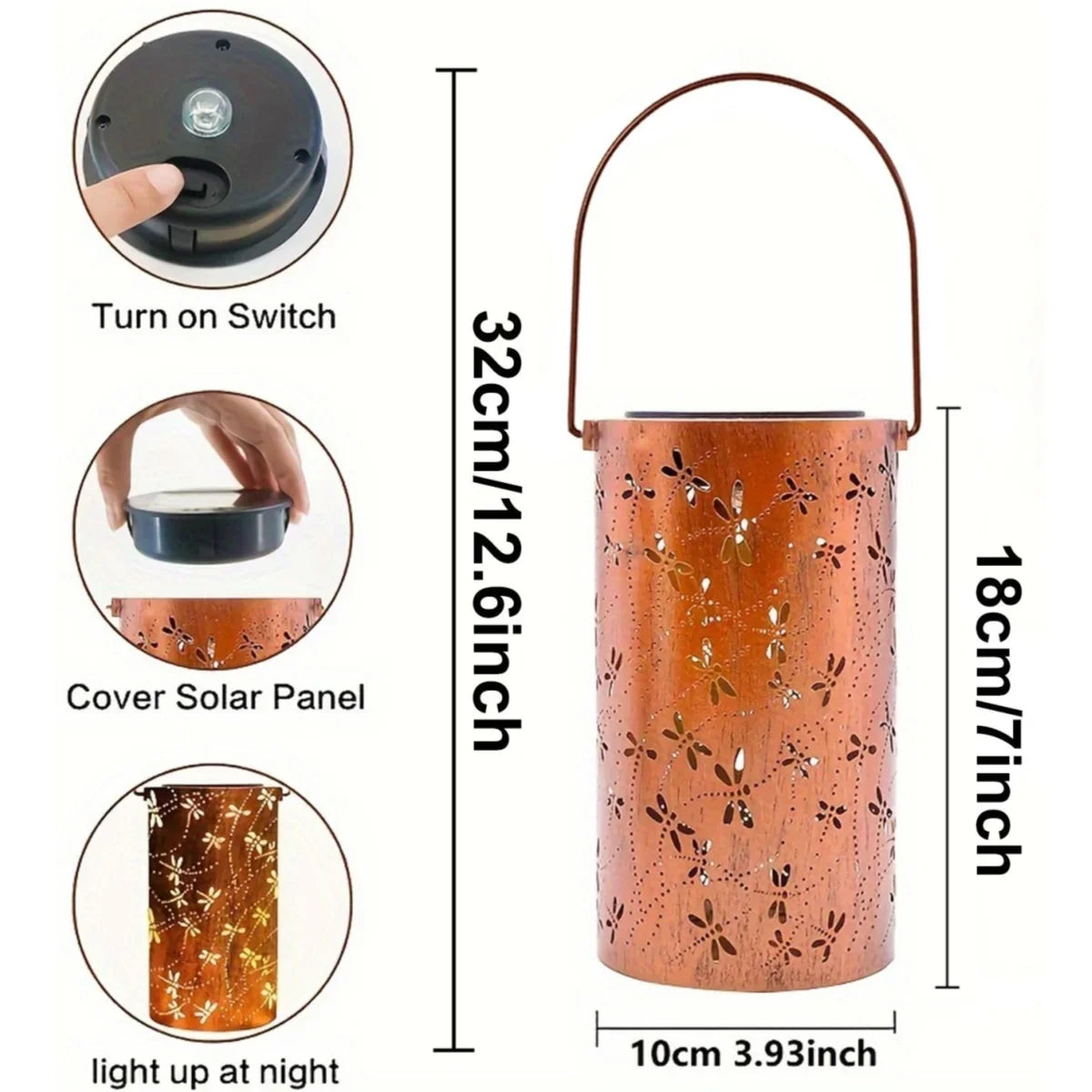 1PC Iron Solar Lantern Outdoor, Solar-Powered Garden Light