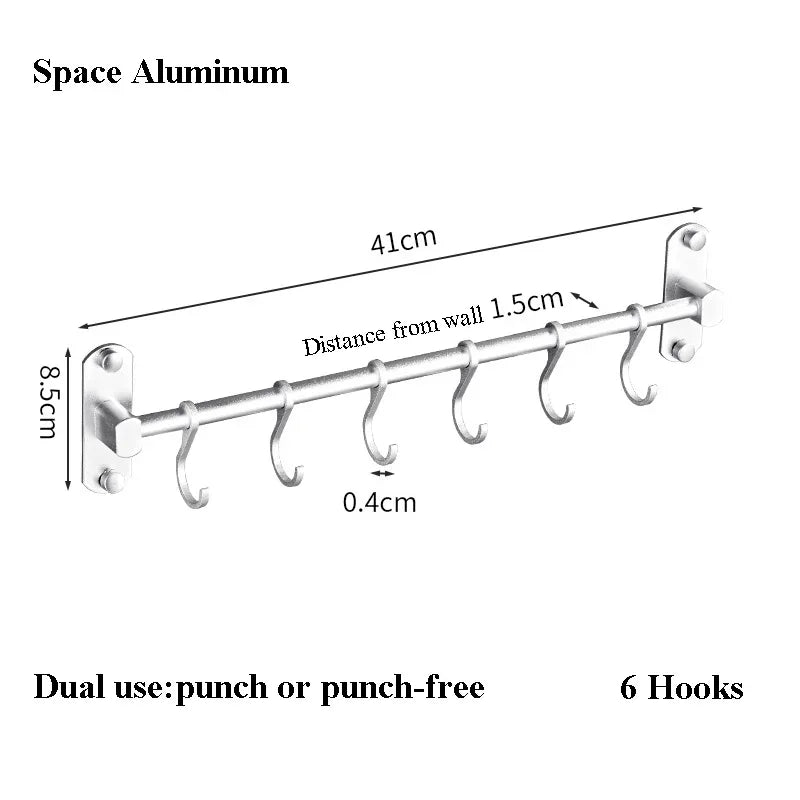Wall Mounted Kitchen Hook Rack