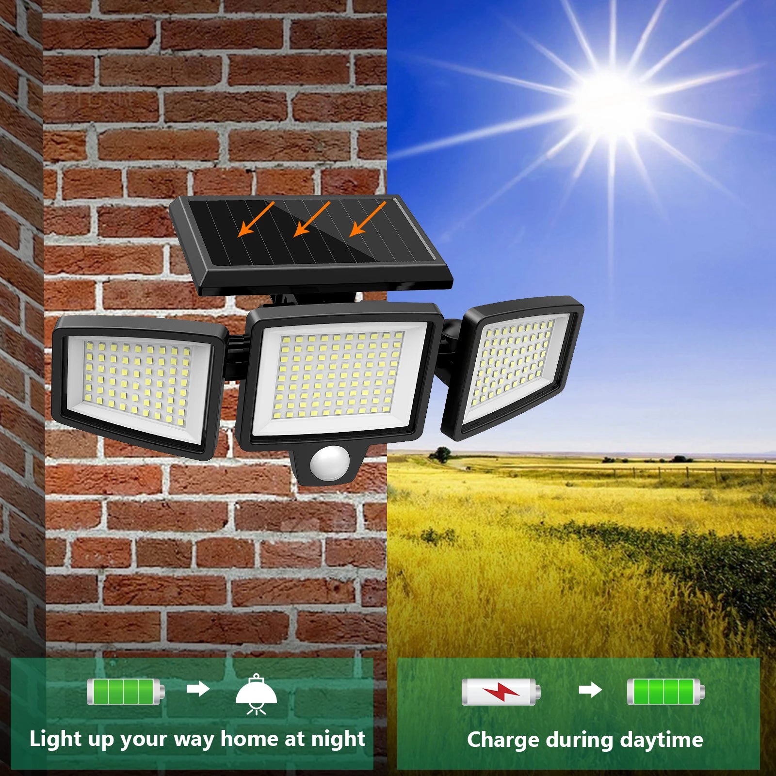 3-Head Solar Motion Security Light