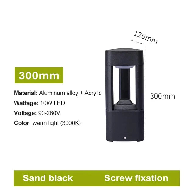 Outdoor LED Bollard Landscape Light Black Garden Pathway Lighting