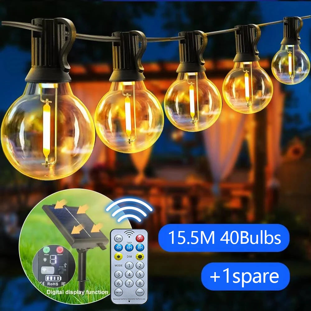 Solar G40 Globe Patio String Lights
