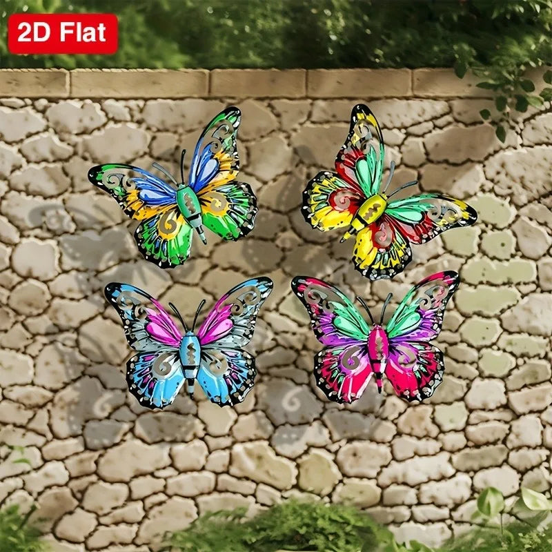 set 2D Metal Butterfly Wall Art Decor for Garden