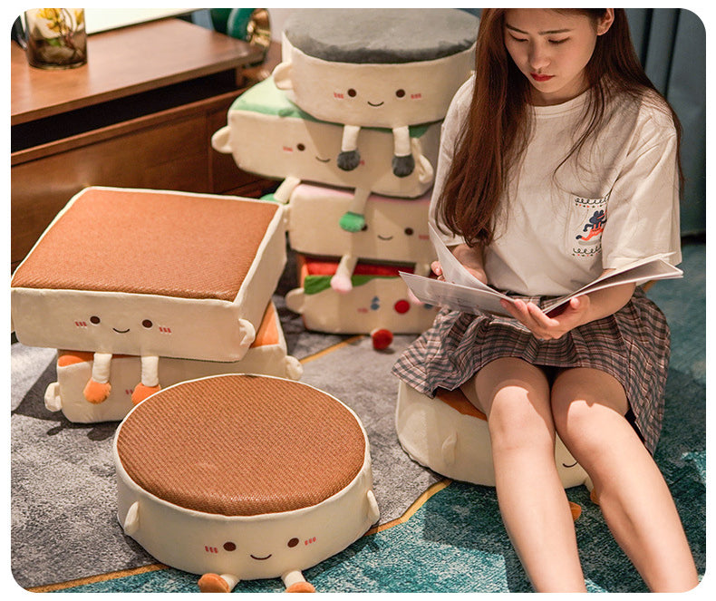 Cartoon Cute Seat Cushion Office Chair Cushion Family Bedroom Window Tatami Floor Cushion Round Thickened Soft Child Car Mat