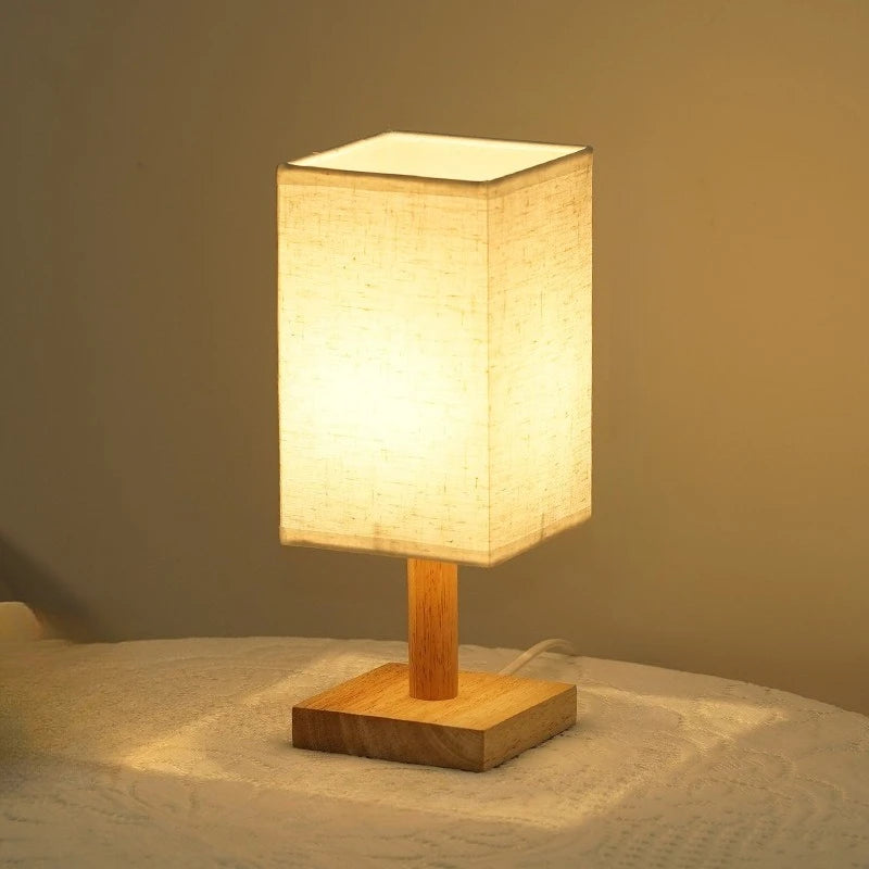 Chinese Fabric Shade Bedside Lamp