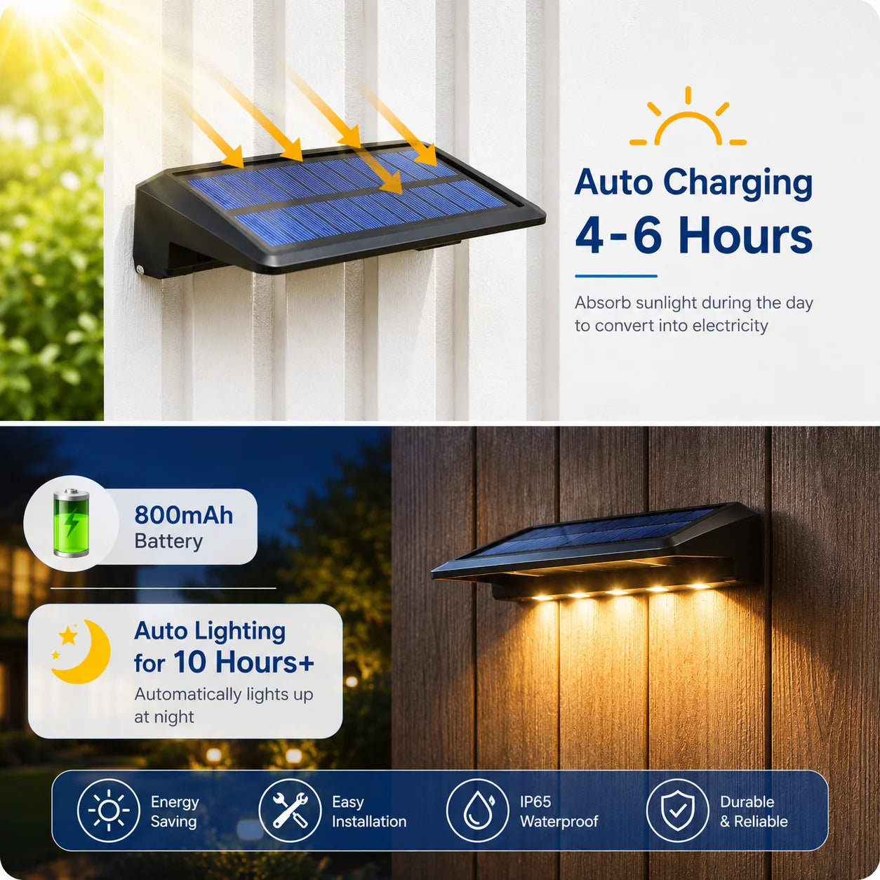 Solar LED Fence Lights 2 Pack