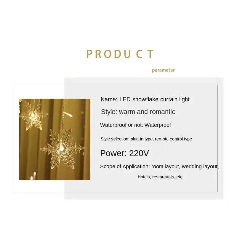 Snowflake LED Curtain Lights 3.2M