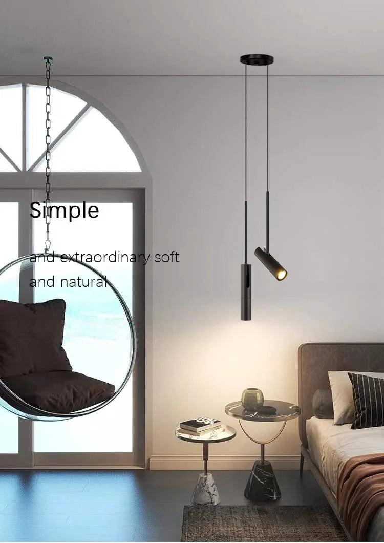 Nordic Black LED Bedside Pendant