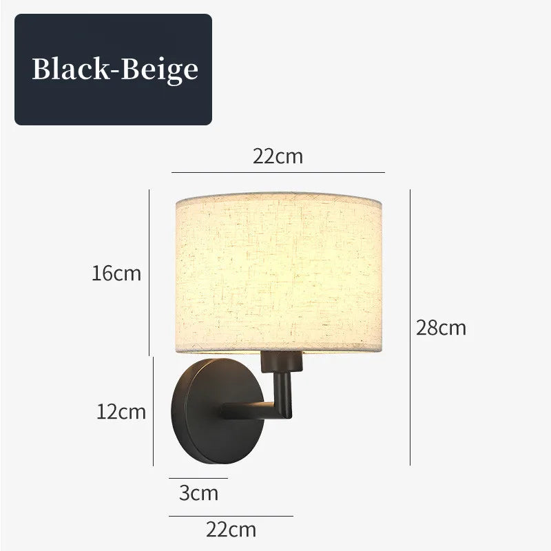 Fabric Shade Wall Lamp With Reading Light
