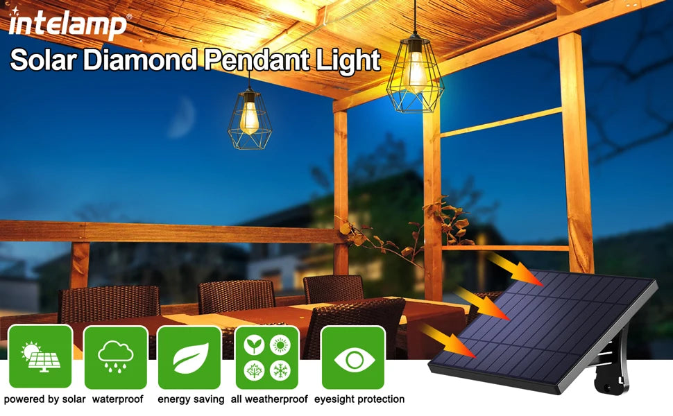 intelamp Long Life 4000mah Solar Pendant Lights Indoor&Outdoor