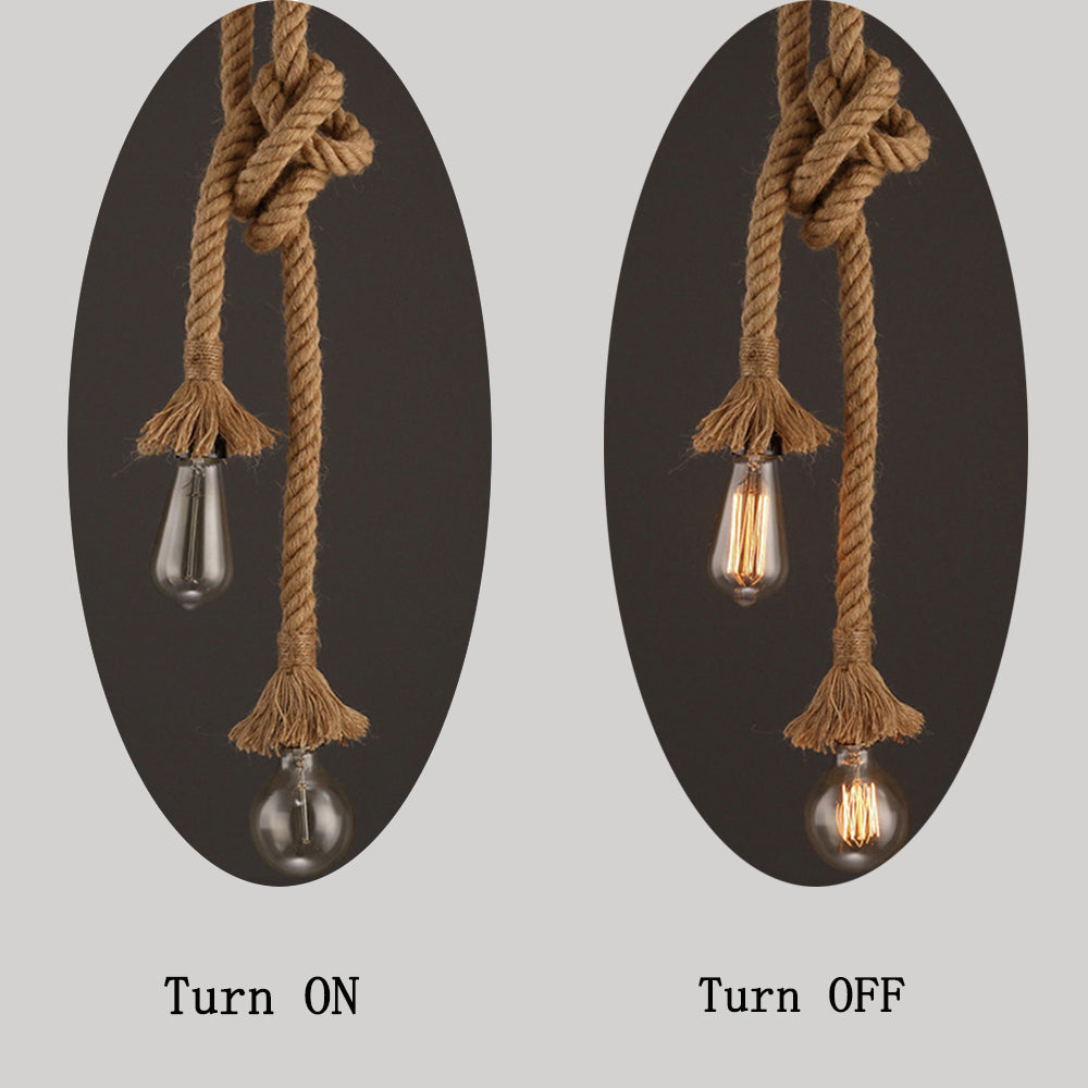 Industrial E27 Vintage Hemp Rope Pendant Lights Attic Personality