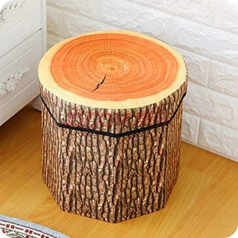 Tree Stump Folding Storage Ottoman