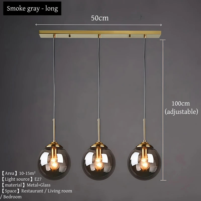 Modern Luxury Metal Chandelier Nordic Creative LED Glass Pendant Lamp