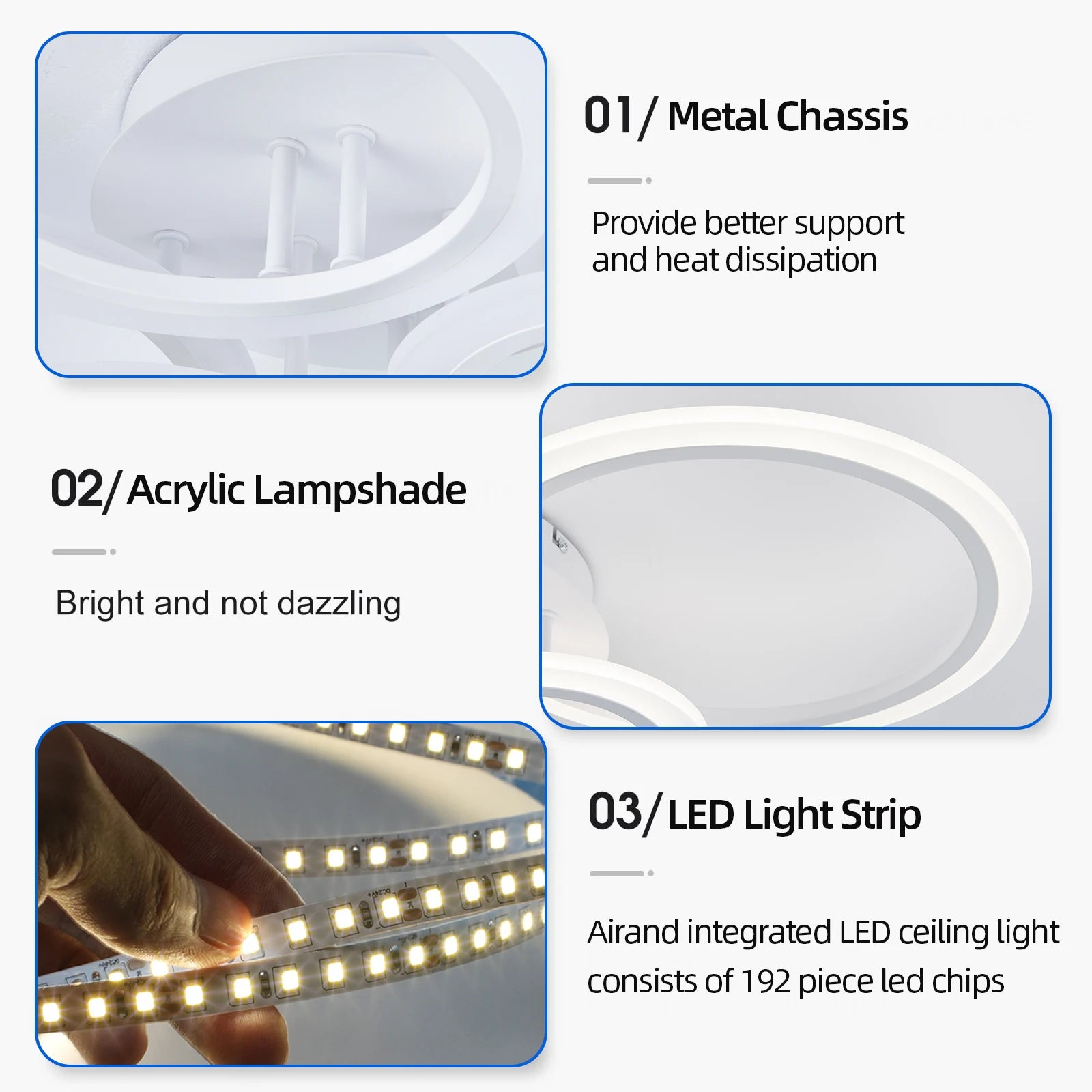 Modern LED Chandelier Home Lighting Ring Ceiling Mount Chandelier