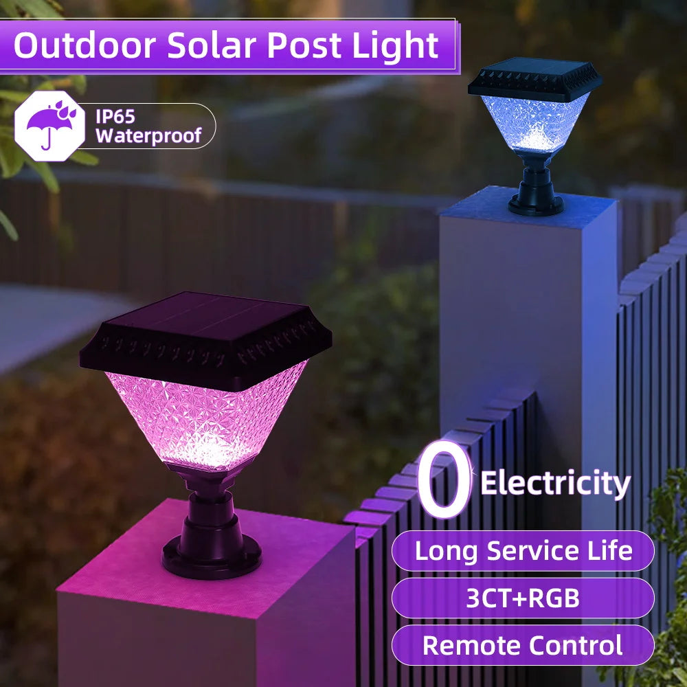 Outdoor Led Solar Lights Timed Solar Pillar Lights IP65 LED Garden
