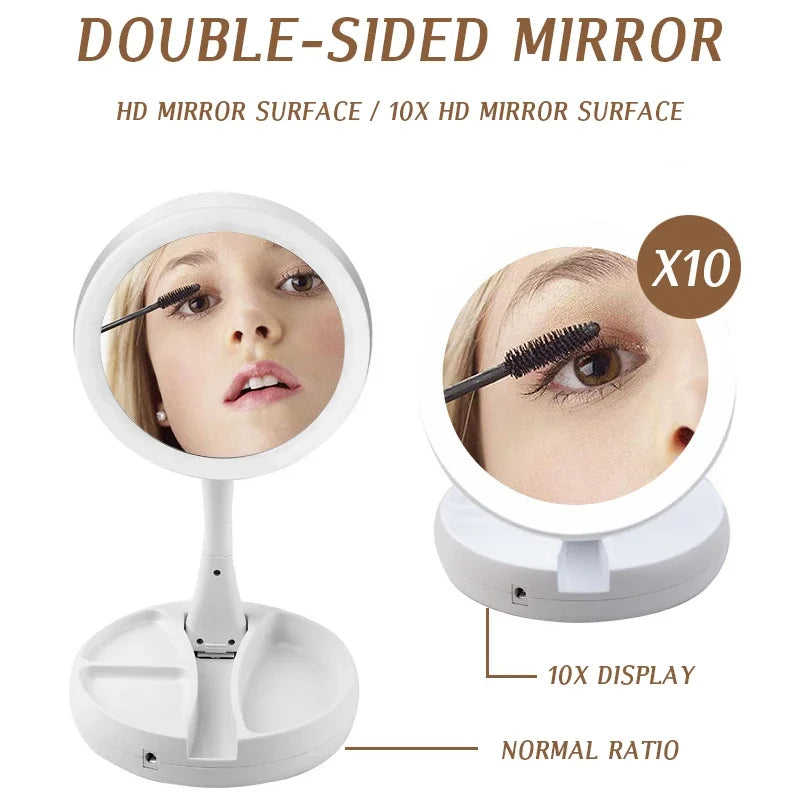 LED Daylight Makeup Mirror, 360 Rotating with Detachable Base