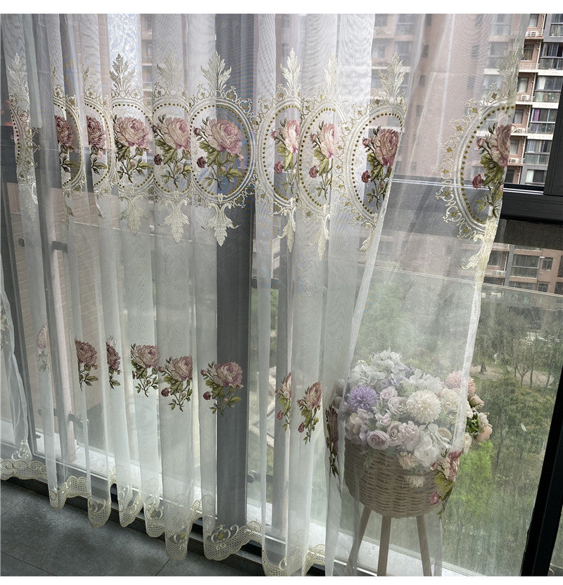 Peony Embroidered Sheer Curtain