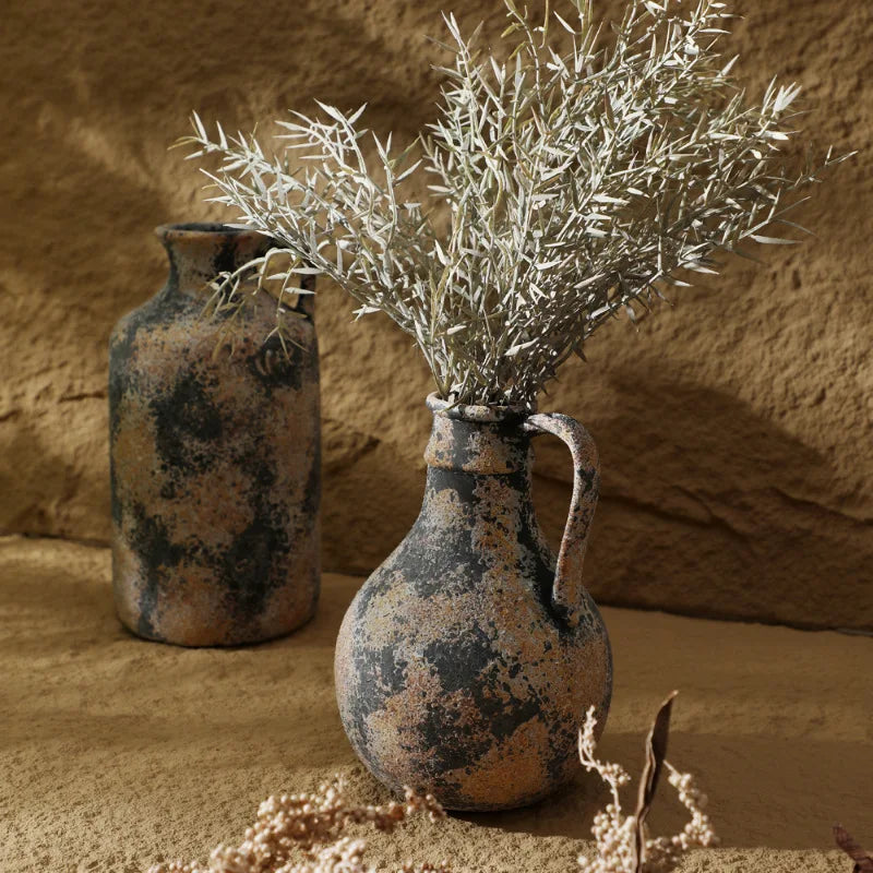 Wabi Sabi Earthenware Vase, Textured Handmade Ceramic