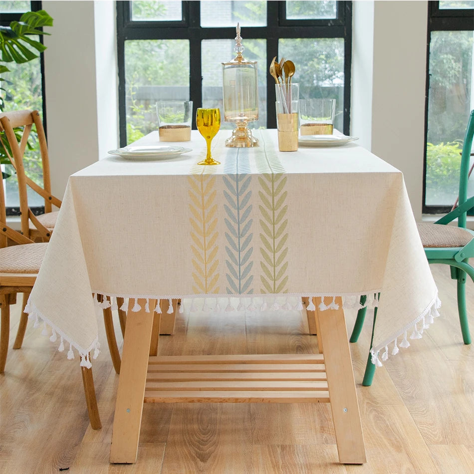 Nordic Style Tassels Cotton Linen Tablecloth,Modern Simplicity