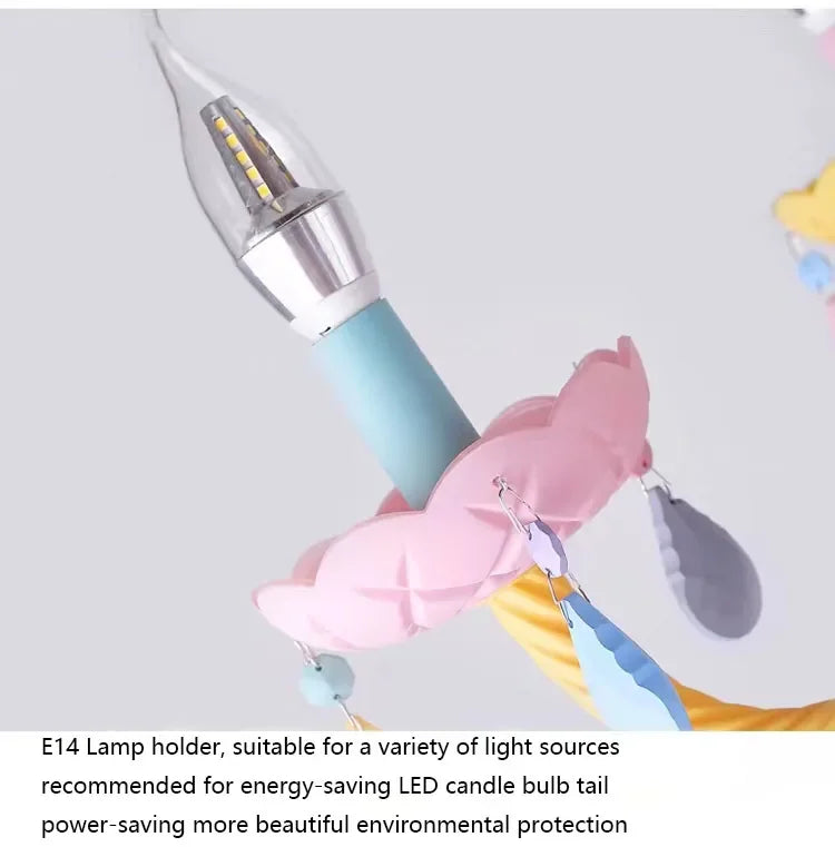 European Children Rainbow Chandelier Designer Macarone Lights Led