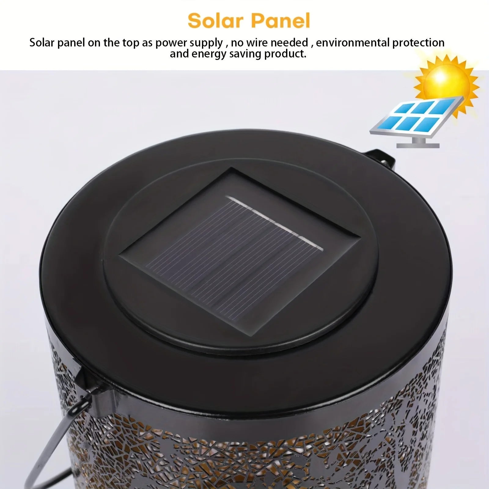 Vintage Metal Solar Hanging Lantern, Waterproof LED