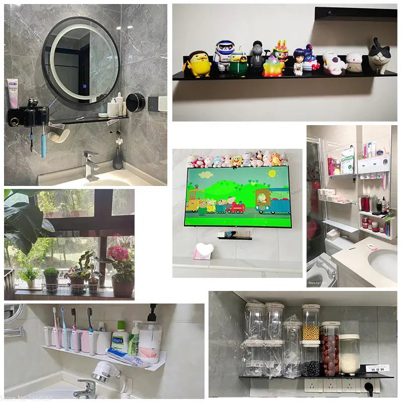 Matt Black Bathroom Wall Shelf
