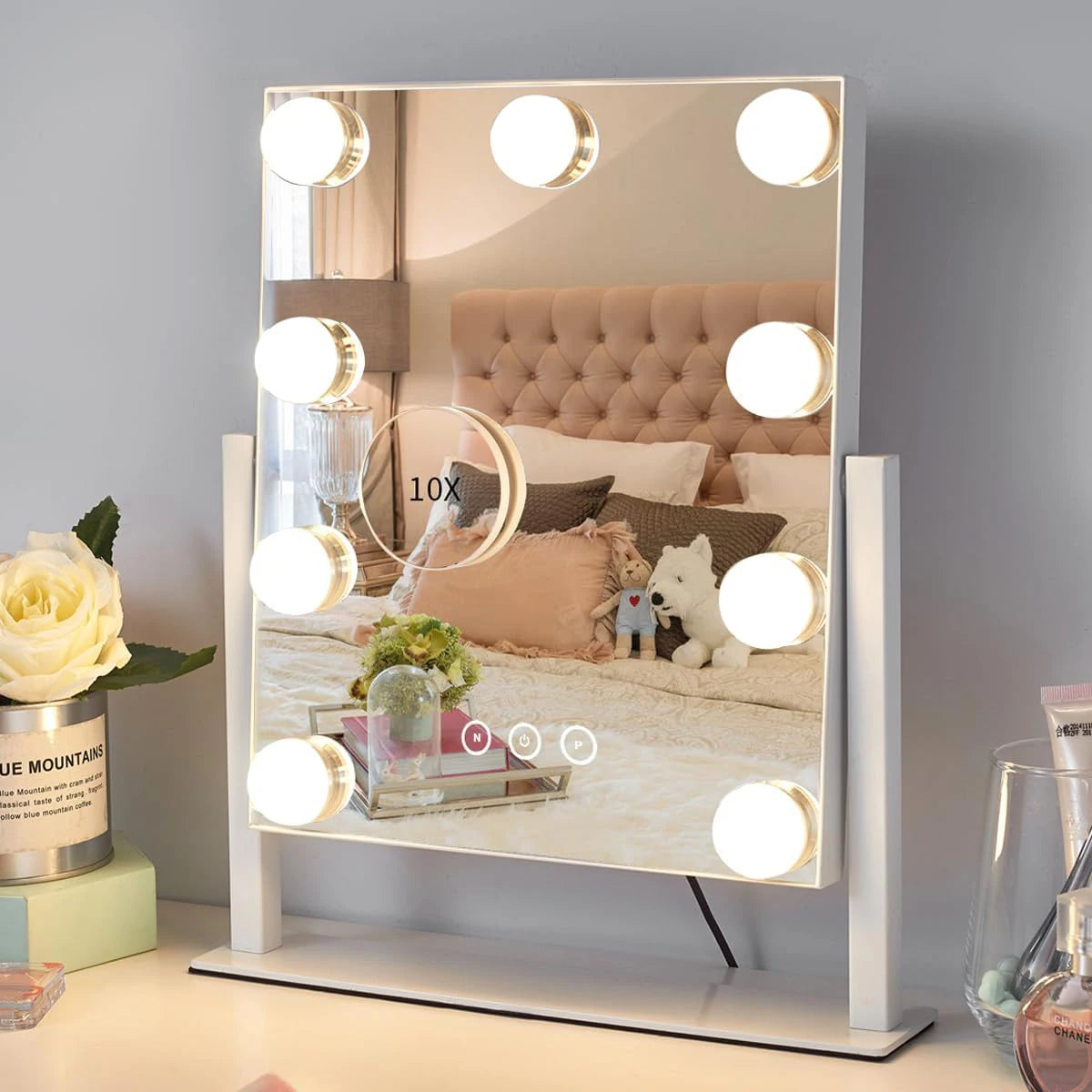 Hollywood Vanity Mirror with 9 LED Bulbs, 360 Rotating